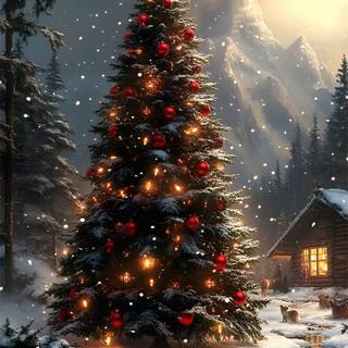 Christmas snow trees wallpaper