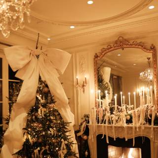 Christmas trees and bows wallpaper