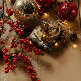 Christmas gold and red wallpaper