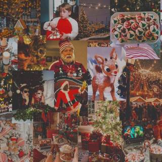 Warm Christmas collage wallpaper