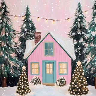 Cozy winter pink wallpaper