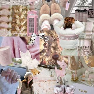Cozy winter pink wallpaper