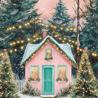 Cozy winter pink wallpaper