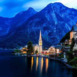 Hallstatt winter 2560x1440 wallpaper