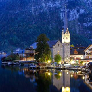 Hallstatt winter 2560x1440 wallpaper