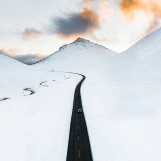 Winter road iPhone wallpaper