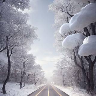 Winter road iPhone wallpaper