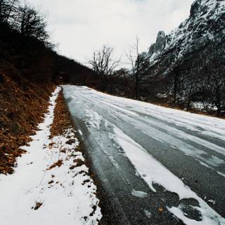 Winter road iPhone wallpaper