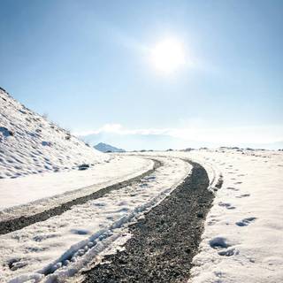 Winter road iPhone wallpaper