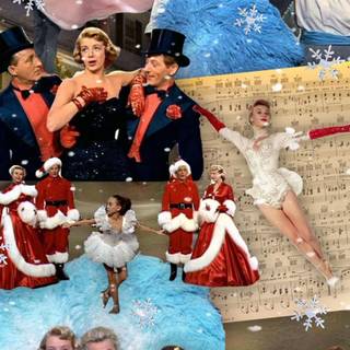 Christmas collage white wallpaper