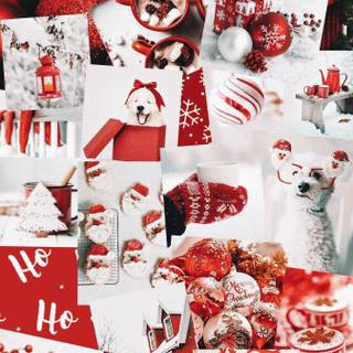 Christmas collage white wallpaper
