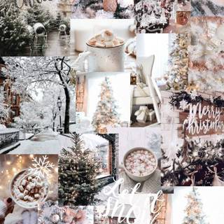 Christmas collage white wallpaper