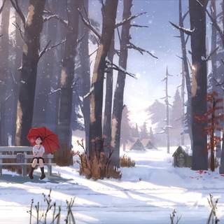 Winter bus stop wallpaper