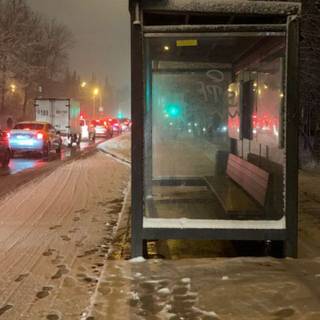 Winter bus stop wallpaper