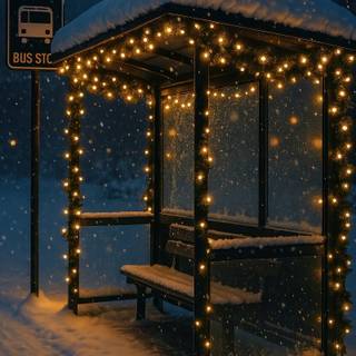 Winter bus stop wallpaper