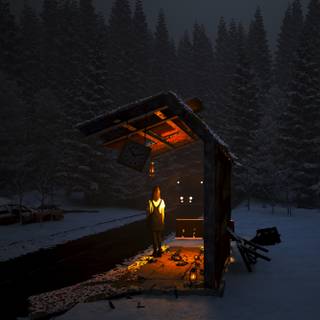 Winter bus stop wallpaper