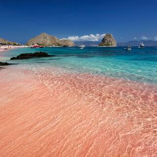 Pink sand beach wallpaper