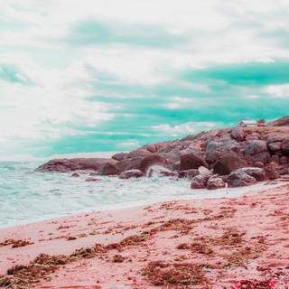 Pink sand beach wallpaper