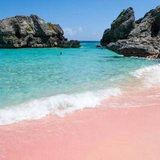 Pink sand beach wallpaper