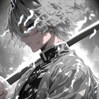 Zenitsu white wallpaper