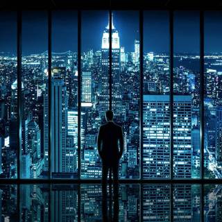 Dual monitor city wallpaper