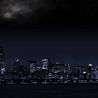 Dual monitor city wallpaper