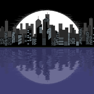 Dual monitor city wallpaper