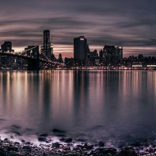 Dual monitor city wallpaper