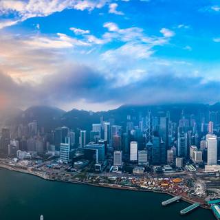 Dual monitor city wallpaper