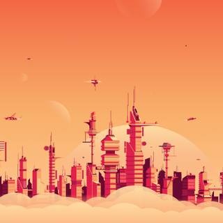 Dual monitor city wallpaper