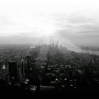 Dual monitor city wallpaper