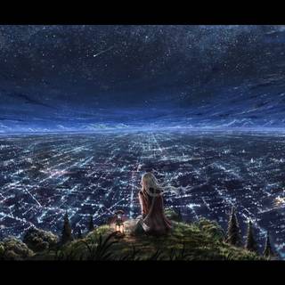 Dual monitor city wallpaper