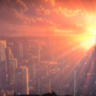 Dual monitor city wallpaper