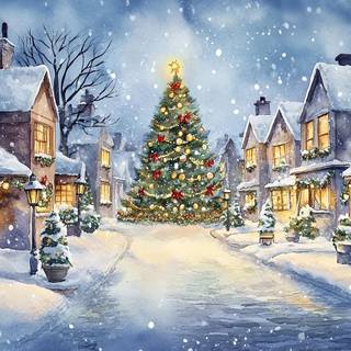 Christmas neighborhood wallpaper