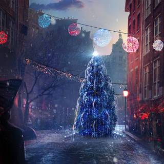 Christmas city art wallpaper