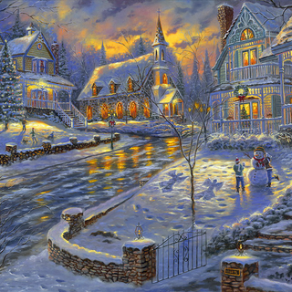 Christmas city art wallpaper