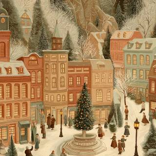 Christmas city art wallpaper