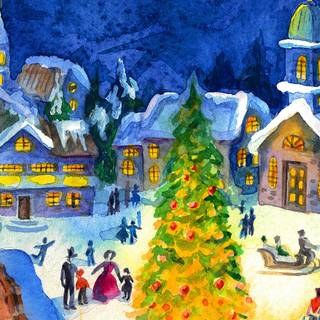 Christmas city art wallpaper