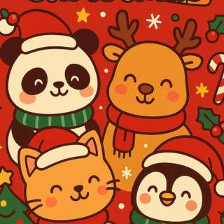Christmas cartoon animals wallpaper