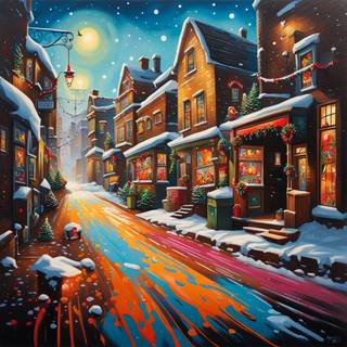 Christmas city art wallpaper