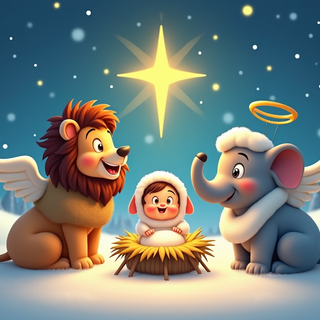 Christmas cartoon animals wallpaper