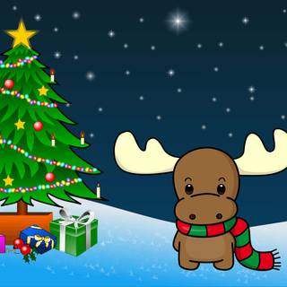 Christmas cartoon animals wallpaper