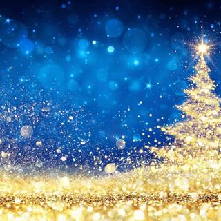 Christmas blue and gold wallpaper