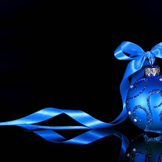 Christmas blue bow wallpaper