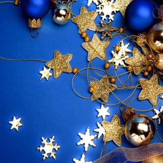 Christmas blue and gold wallpaper