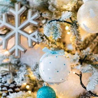 Christmas blue and gold wallpaper