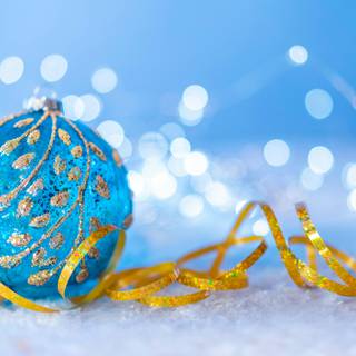 Christmas blue and gold wallpaper