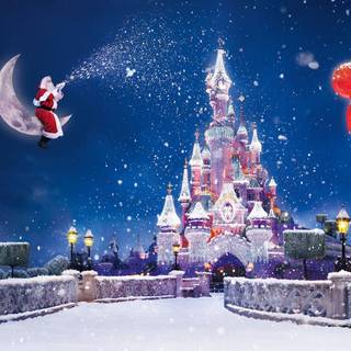 Christmas art castle wallpaper