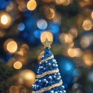 Christmas blue and gold wallpaper