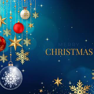 Christmas blue and gold wallpaper